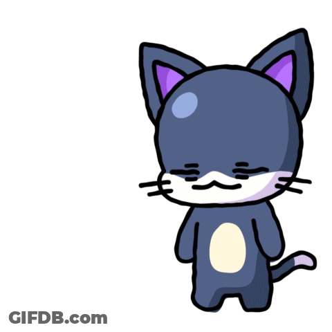 Cat With Purple Ears Lying Down GIF