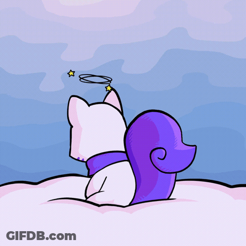 Cat With Purple Tail And Halo GIF