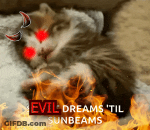 Cat With Red Eyes And Horns Evil Dreams GIF