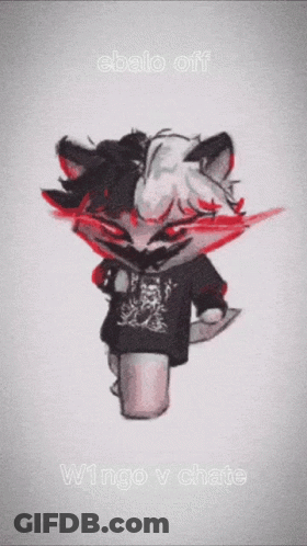 Cat With Red Face And Black Shirt Saying Wings V Chete GIF