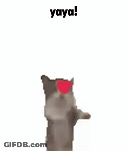 Cat With Red Heart Standing GIF