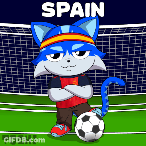 Cat With Soccer Ball Saying Spain GIF