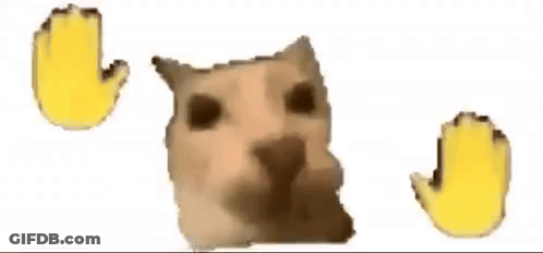 Cat With Two Yellow Hands Behind It GIF