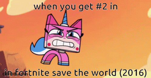 Cat With Unicorn Horn Says When You Get #2 In Fortnite Save The World GIF