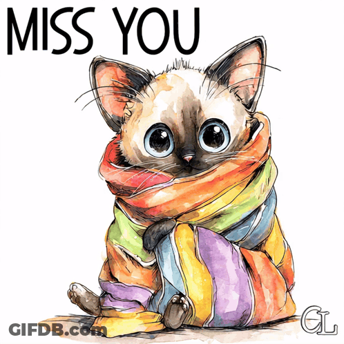 Cat Wrapped In Blanket Saying Miss You GIF