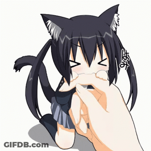 Catgirl Neko Biting Finger Anime GIF