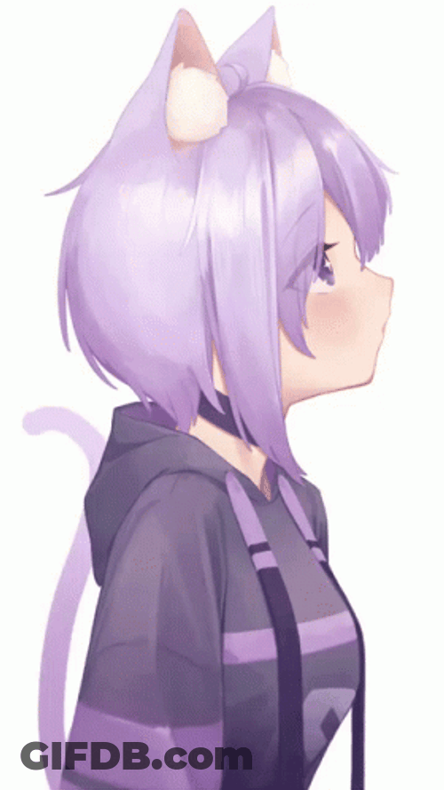 Catgirl Nekomata Okayu Rub Head Anime GIF