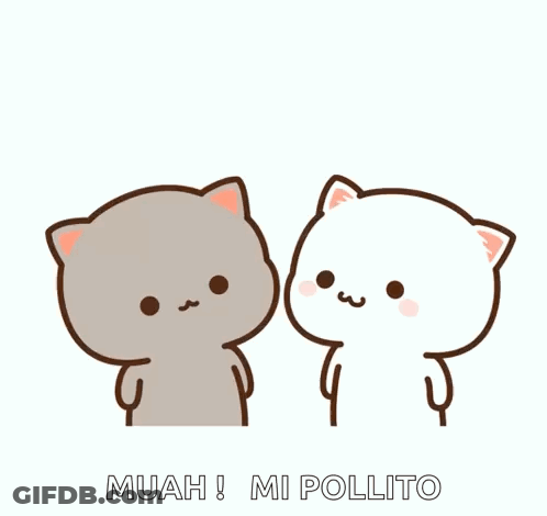 Cats Kissing With Heart Background GIF