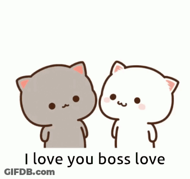 Cats Kissing With I Love You Boss Love GIF