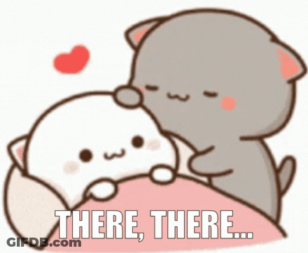 Cats Laying On Bed Saying There There GIF