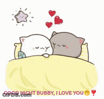 Cats Lying In Bed Saying Good Night GIF