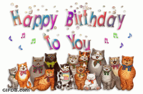 Cats Singing Happy Birthday GIF