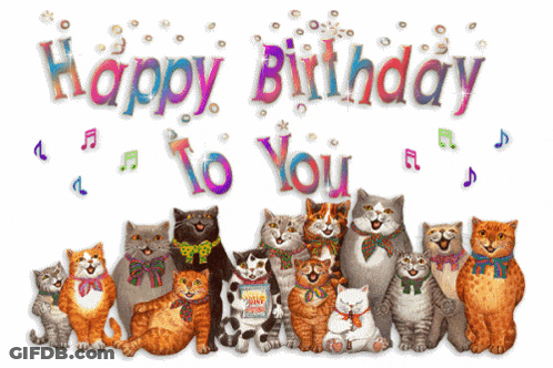 Cats Singing Happy Birthday GIF