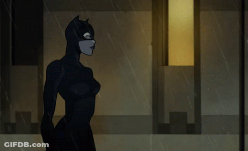 Catwoman And Batman Talking In Rain GIF