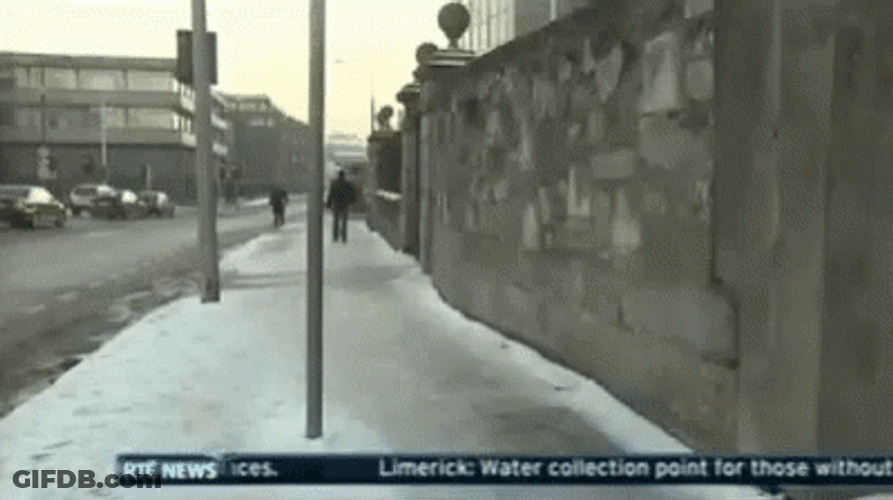 Caught On Camera The Man Slipping On Ice GIF