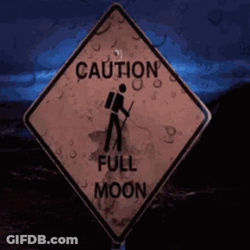 Caution Full Moon Sign Man With Binoculars GIF