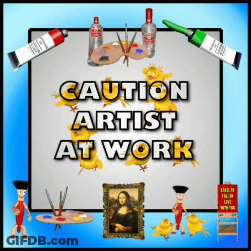 Caution Sign For Artist At Work GIF