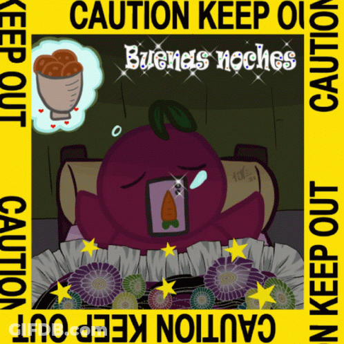 Caution Sign With Purple Fruit GIF