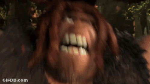 Caveman Holding Large Rock Over Head GIF