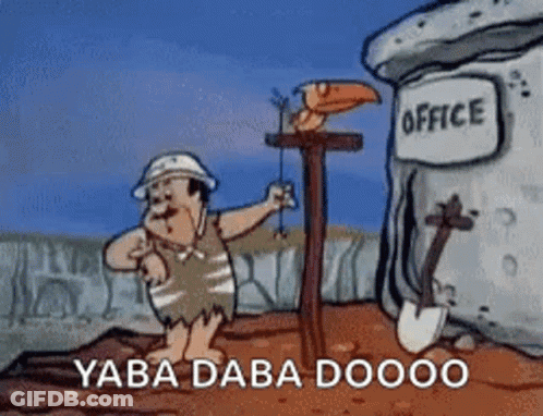 Caveman With Office Sign GIF