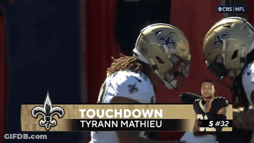CBS NFL Broadcast Tyrann Mathieu #32 Touchdown GIF