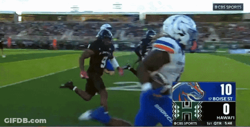 Cbs Sports Shows A Football Game Between Boise St. And Hawaii GIF