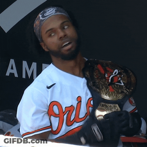 Cedric Mullins Pointing At Belt GIF