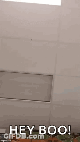 Ceiling Saying Hey Boo GIF