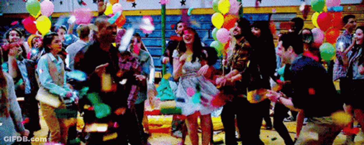 Celebrate Dance Party Confetti Balloons New Girl GIF