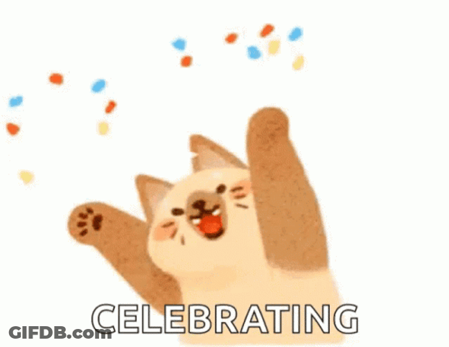 Celebrate Success Happy Animated Cat Confetti GIF