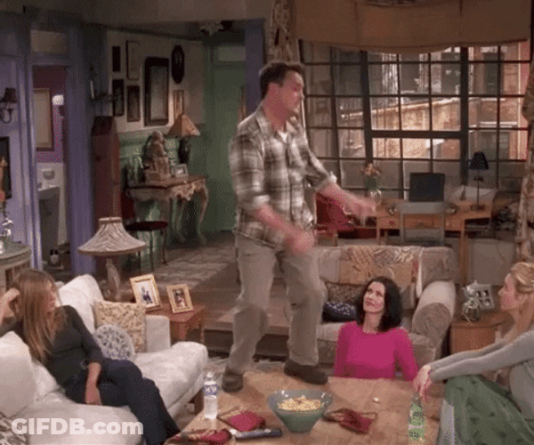 Celebrate Table Dance Chandler Bing Friends GIF