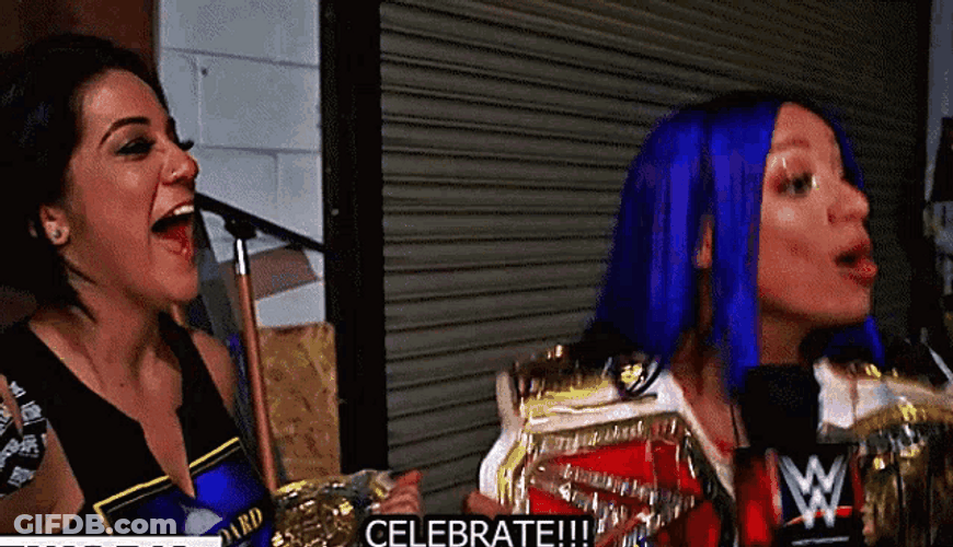 Celebrate Winner Wrestling WWE Bayley Sasha Banks GIF