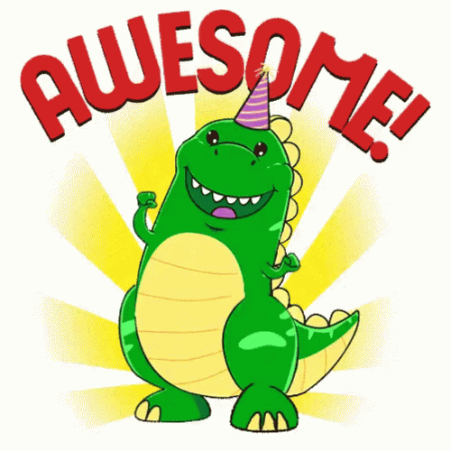 Celebrating Awesome Dancing Dinosaur GIF