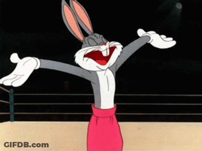 Celebrating Bugs Bunny Punched In The Face GIF