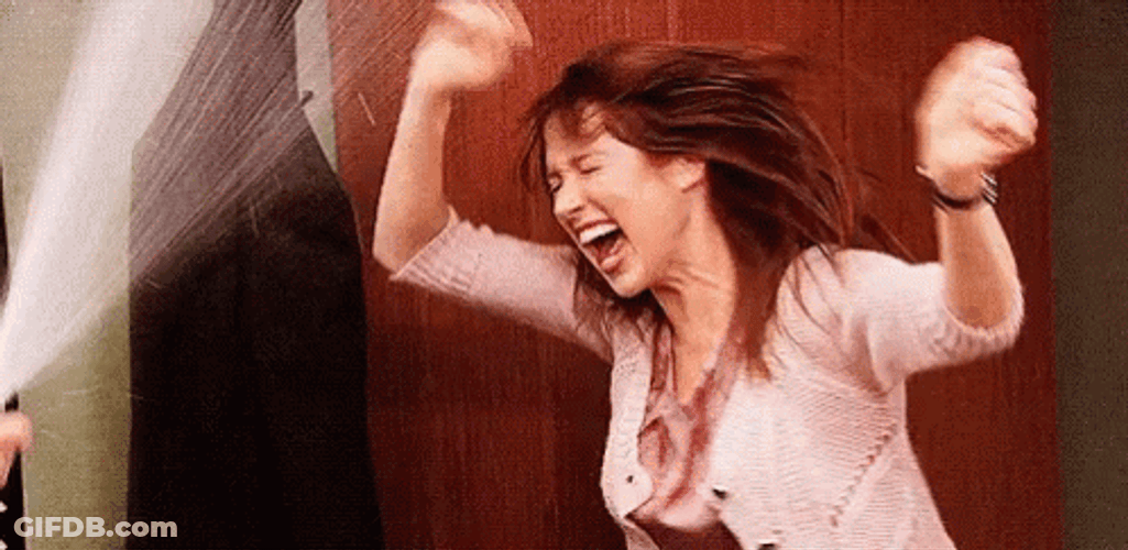 Celebrating Champagne Popping Shower GIF