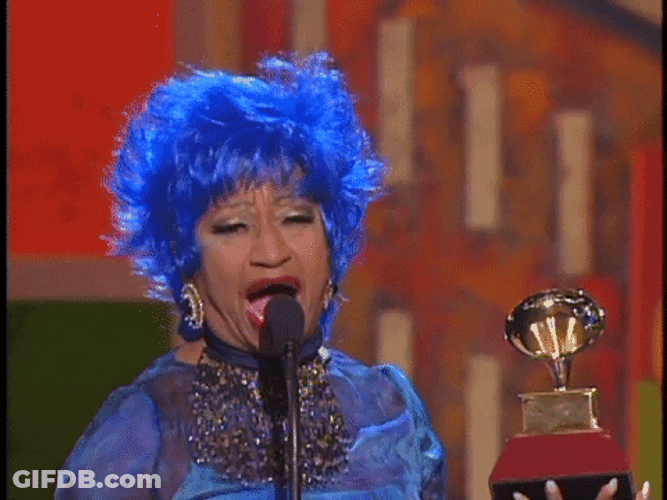 Celia Cruz With Blue Har GIF