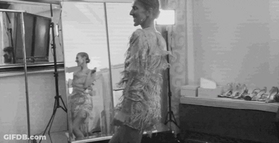 Celine Dion Dancing In Mirror GIF