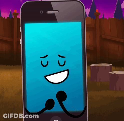 Cell Phone With Blue Face And Smile GIF