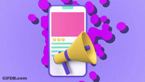 Cell Phone With Megaphone Saying 4 Posts GIF