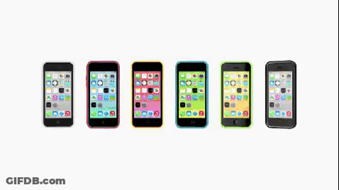 Cell Phones With Different Colors And Dots GIF