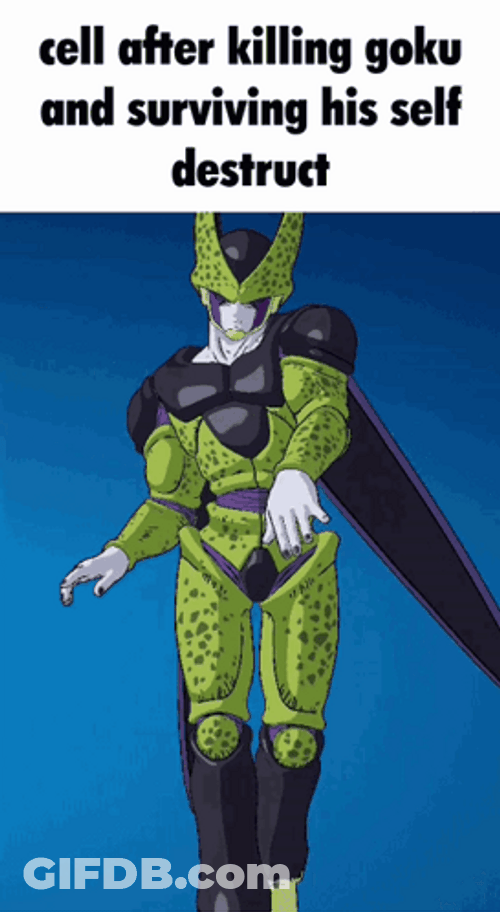 Cells Self Destruct Victory Dance Over Goku GIF