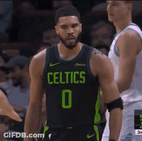 Celtics Basketball Player In Black And Green GIF
