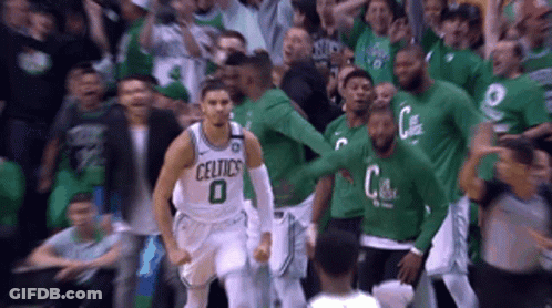 Celtics Basketball Player Surrounded By Fans GIF