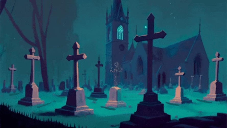 Cemetery At Night Spooky Back From The Dead GIF