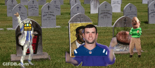 Cemetery With Man In NFL Uniform GIF