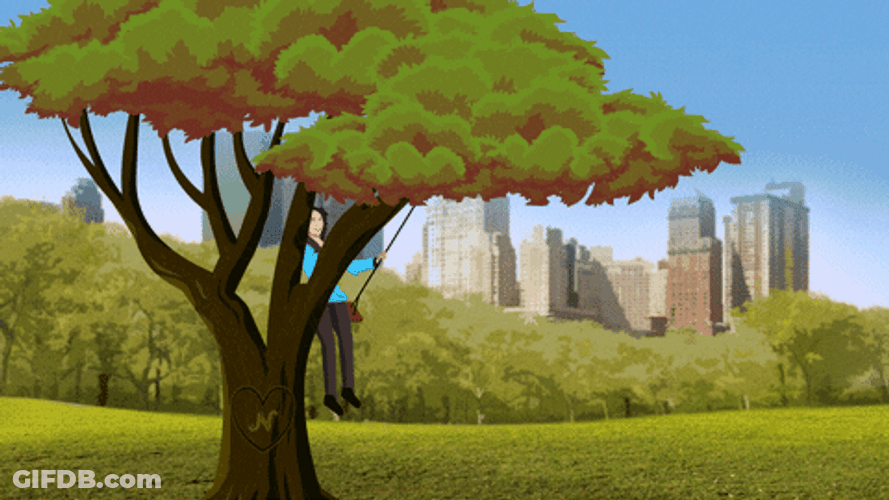 Central Park Swing Woman Art GIF