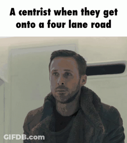 Centrist Man On Four Lane Road GIF