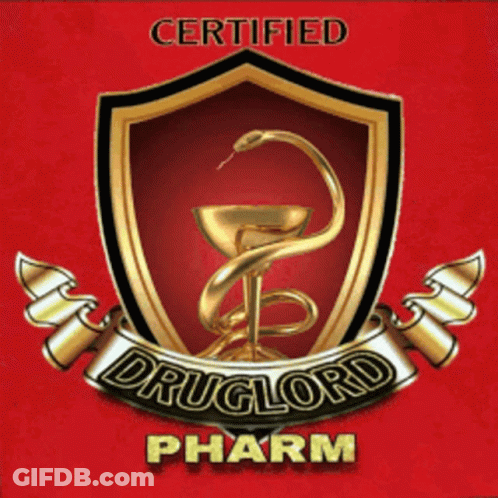Certified Druglord Pharm Logo With Snake And Cup GIF