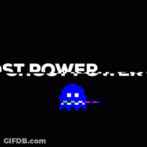 CG Ghost Power Logo With Pixelated Ghost GIF