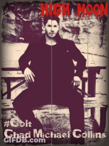 Chad Michael Collins Sitting On Bench Poster GIF